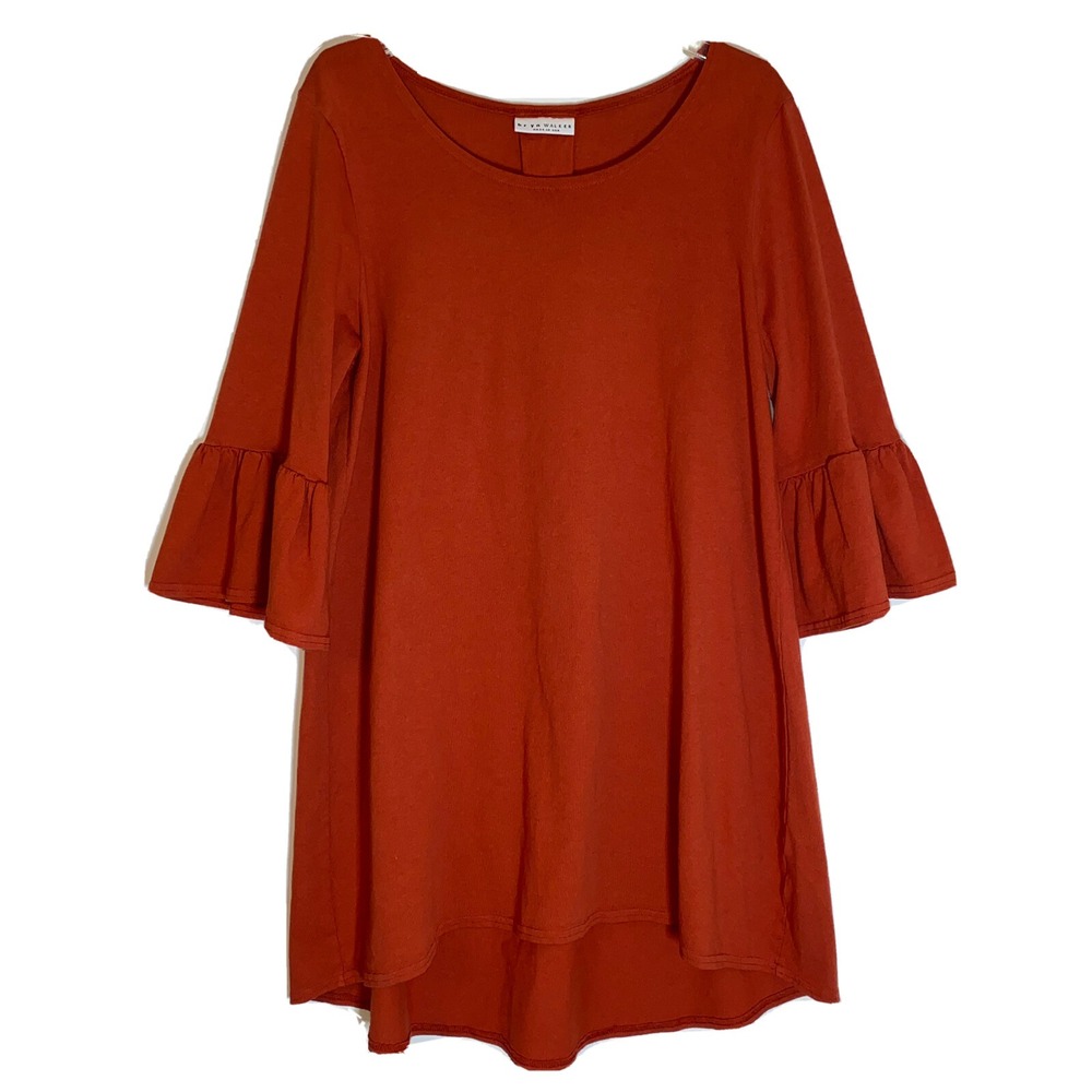 Bryn Walker Small Top Lagenlook Linen Tunic Dress Art‎ To Wear Burnt Orange Sz S